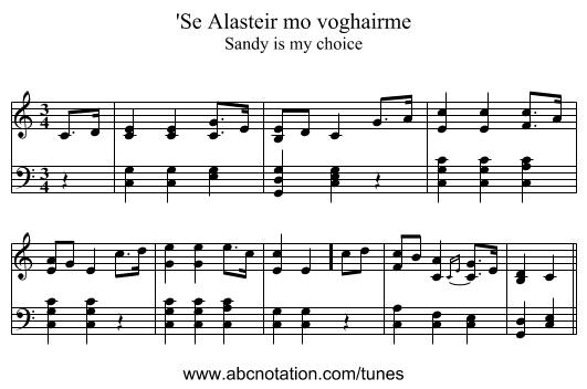 'Se Alasteir mo voghairme - staff notation