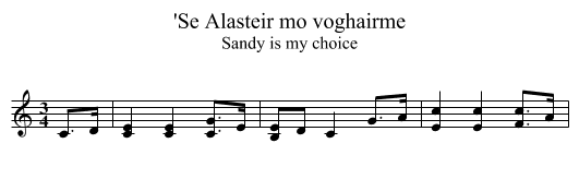 'Se Alasteir mo voghairme - staff notation
