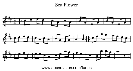 Sea Flower - staff notation