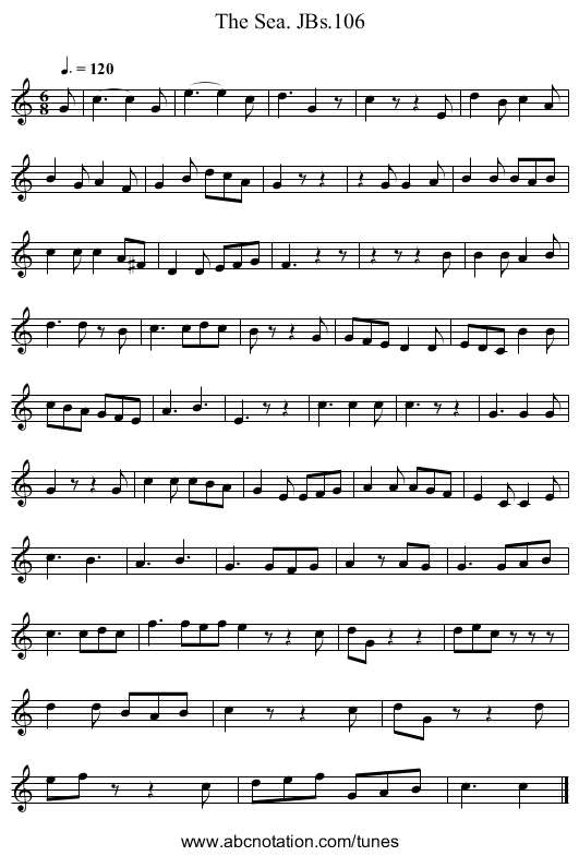 Sea. JBs.106, The - staff notation
