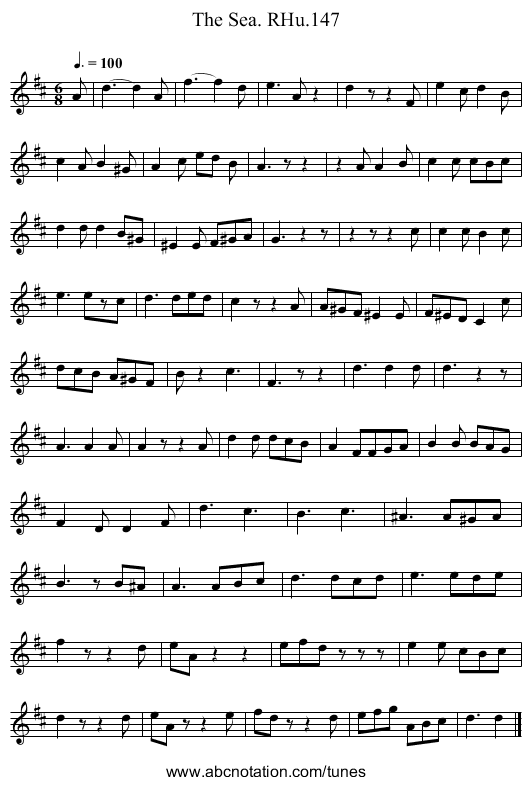 Sea. RHu.147, The - staff notation