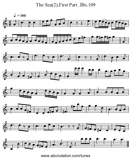 Sea(2),First Part. JBs.109, The - staff notation