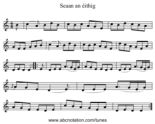Seaan an éithig - staff notation