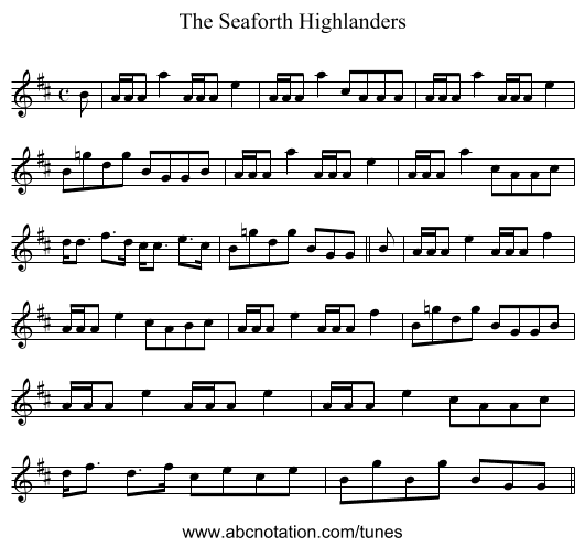 Seaforth Highlanders, The - staff notation