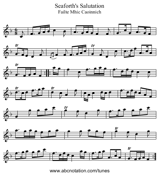 Seaforth's Salutation - staff notation