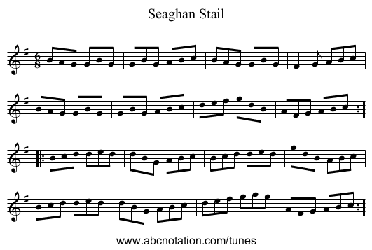 Seaghan Stail - staff notation