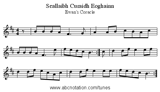 Seallaibh Curaidh Eoghainn - staff notation