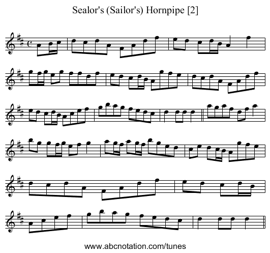 Sealor's (Sailor's) Hornpipe [2] - staff notation