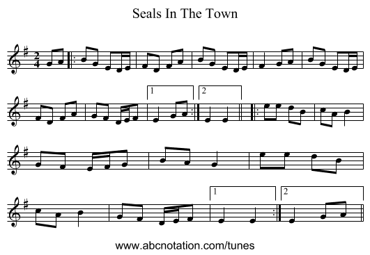 Seals In The Town - staff notation