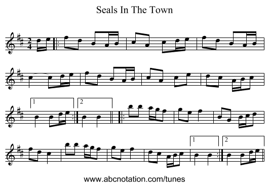Seals In The Town - staff notation