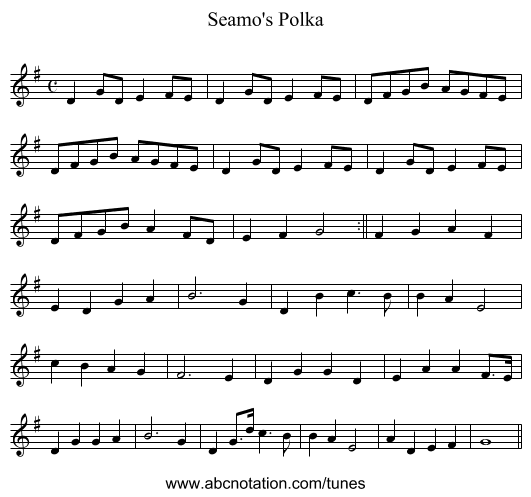 Seamo's Polka - staff notation