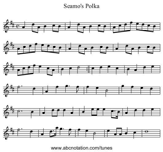 Seamo's Polka - staff notation
