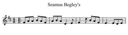 Seamus Begley's - staff notation