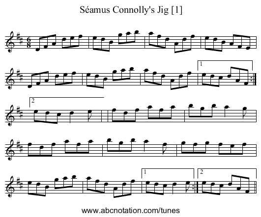 Séamus Connolly's Jig [1] - staff notation