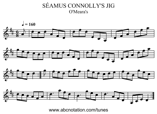 SÉAMUS CONNOLLY'S JIG - staff notation