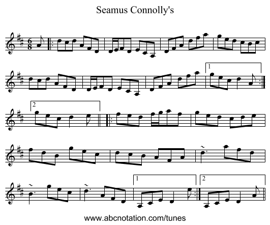 Seamus Connolly's - staff notation