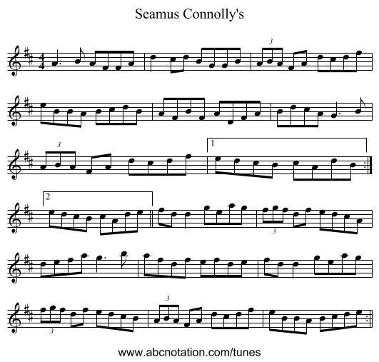 Seamus Connolly's - staff notation