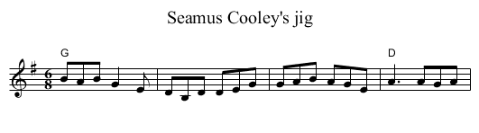 Seamus Cooley's jig - staff notation