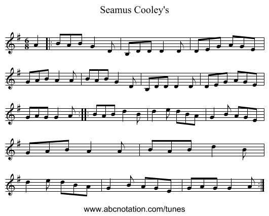 Seamus Cooley's - staff notation