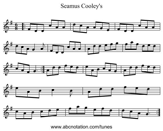 Seamus Cooley's - staff notation