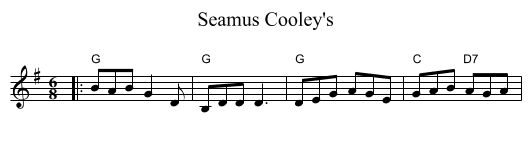 Seamus Cooley's - staff notation
