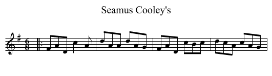 Seamus Cooley's - staff notation