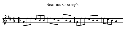 Seamus Cooley's - staff notation