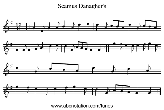 Seamus Danagher's - staff notation