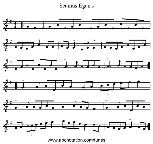 Seamus Egan's - staff notation