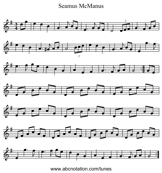 Seamus McManus - staff notation