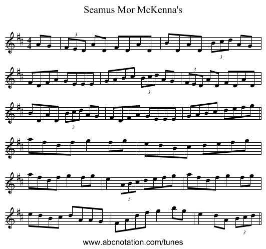 Seamus Mor McKenna's - staff notation