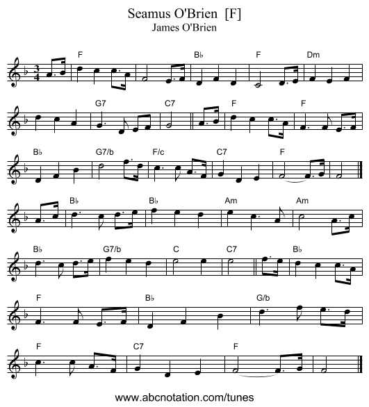 Seamus O'Brien  [F] - staff notation
