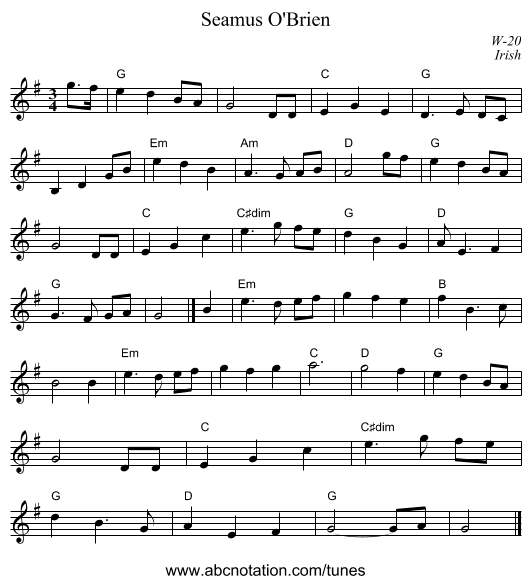 Seamus O'Brien - staff notation