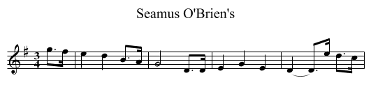Seamus O'Brien's - staff notation