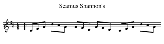 Seamus Shannon's - staff notation