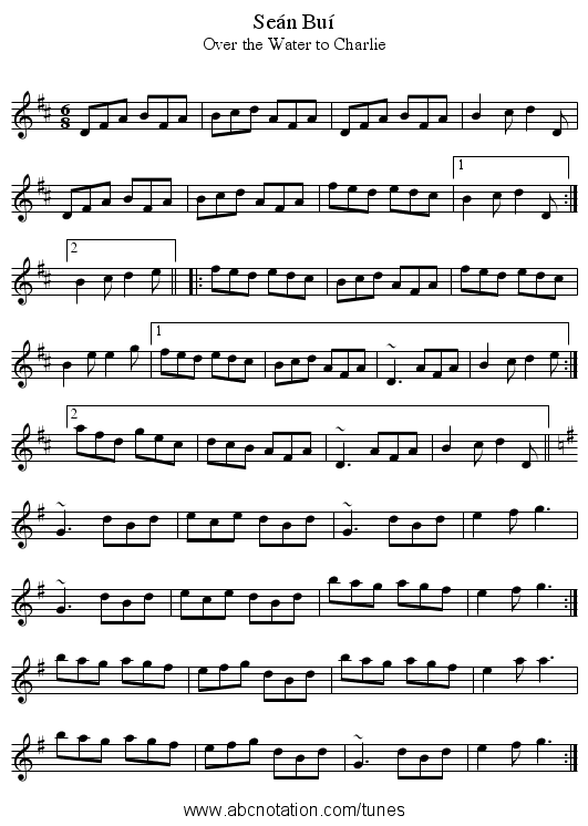 Se&aacute;n Bu&iacute; - staff notation