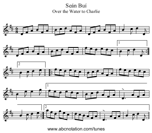 Se&aacute;n Bu&iacute; - staff notation