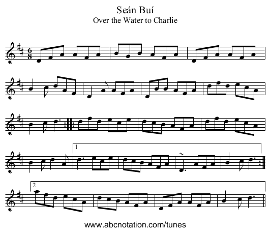 Se&aacute;n Bu&iacute; - staff notation
