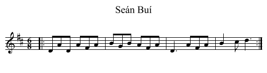 Seán Buí - staff notation