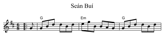 Seán Buí - staff notation