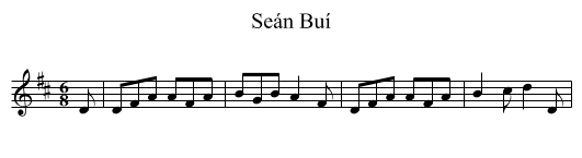 Seán Buí - staff notation