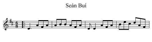 Seán Buí - staff notation