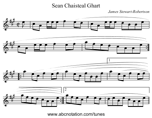Sean Chaisteal Ghart - staff notation
