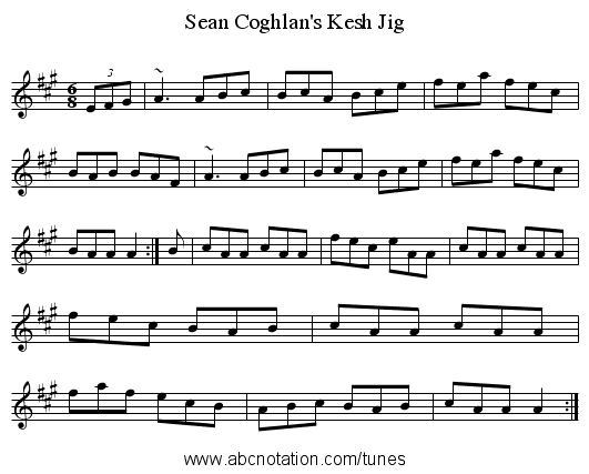 Sean Coghlan's Kesh Jig - staff notation