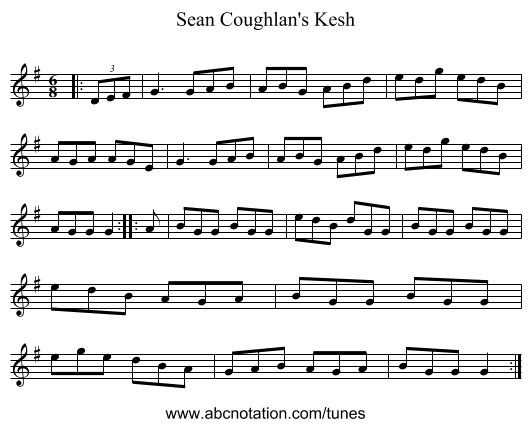 Sean Coughlan's Kesh - staff notation