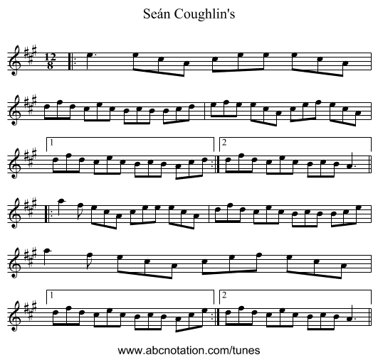 Seán Coughlin's - staff notation