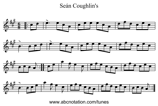 Seán Coughlin's - staff notation