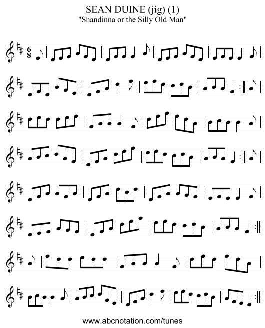 SEAN DUINE (jig) (1) - staff notation
