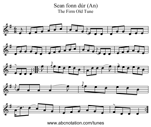 Sean fonn dúr (An) - staff notation