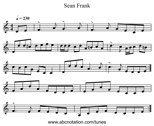 Sean Frank - staff notation